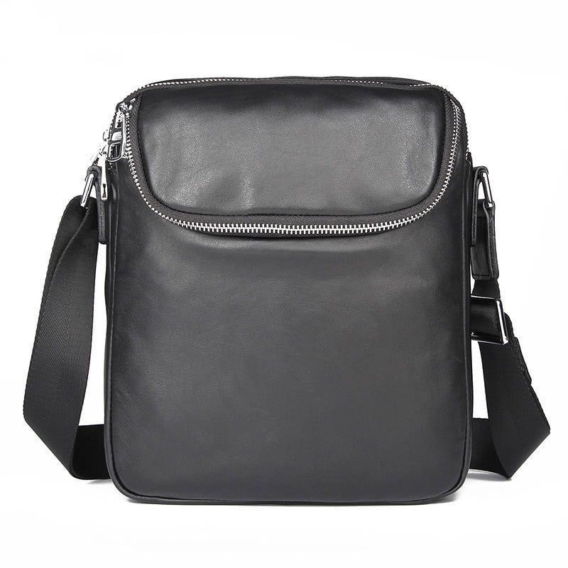 Bolso de cuero para hombre Bolso de hombro para hombre sencillo y práctico Bolso de hombro de cuero con capa superior Bolso de mensajero