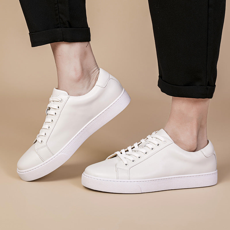 Spring Genuine Leather Breathable British Board Shoes Thick Sole Sporty Simplicity Comfort And Casual