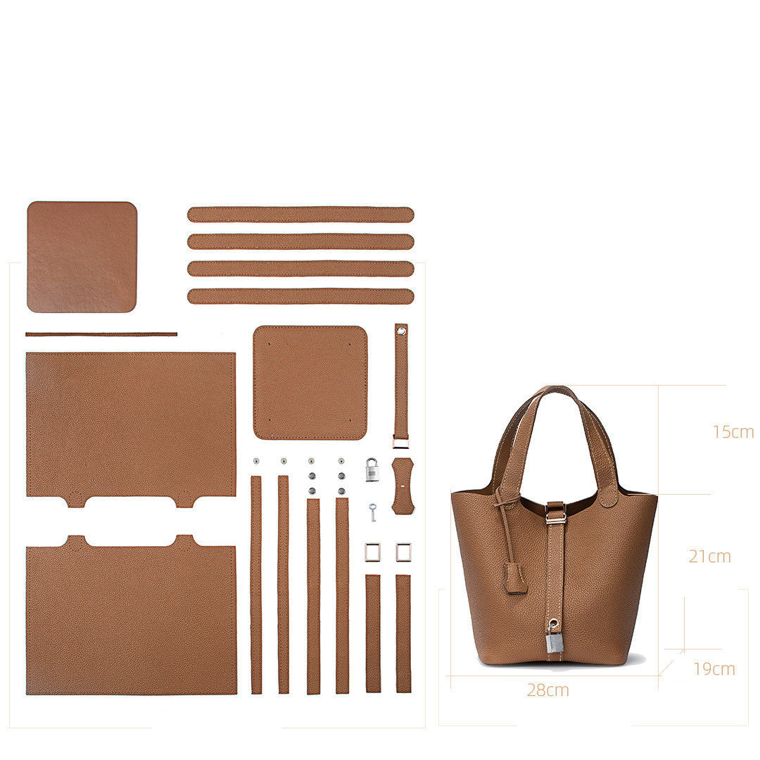 Hand Carry Soft Leather Large Capacity Handbag Diy Material