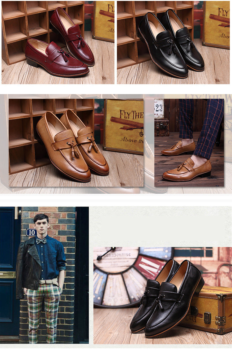 Mocasines informales con borlas y diseño retro británico para hombre