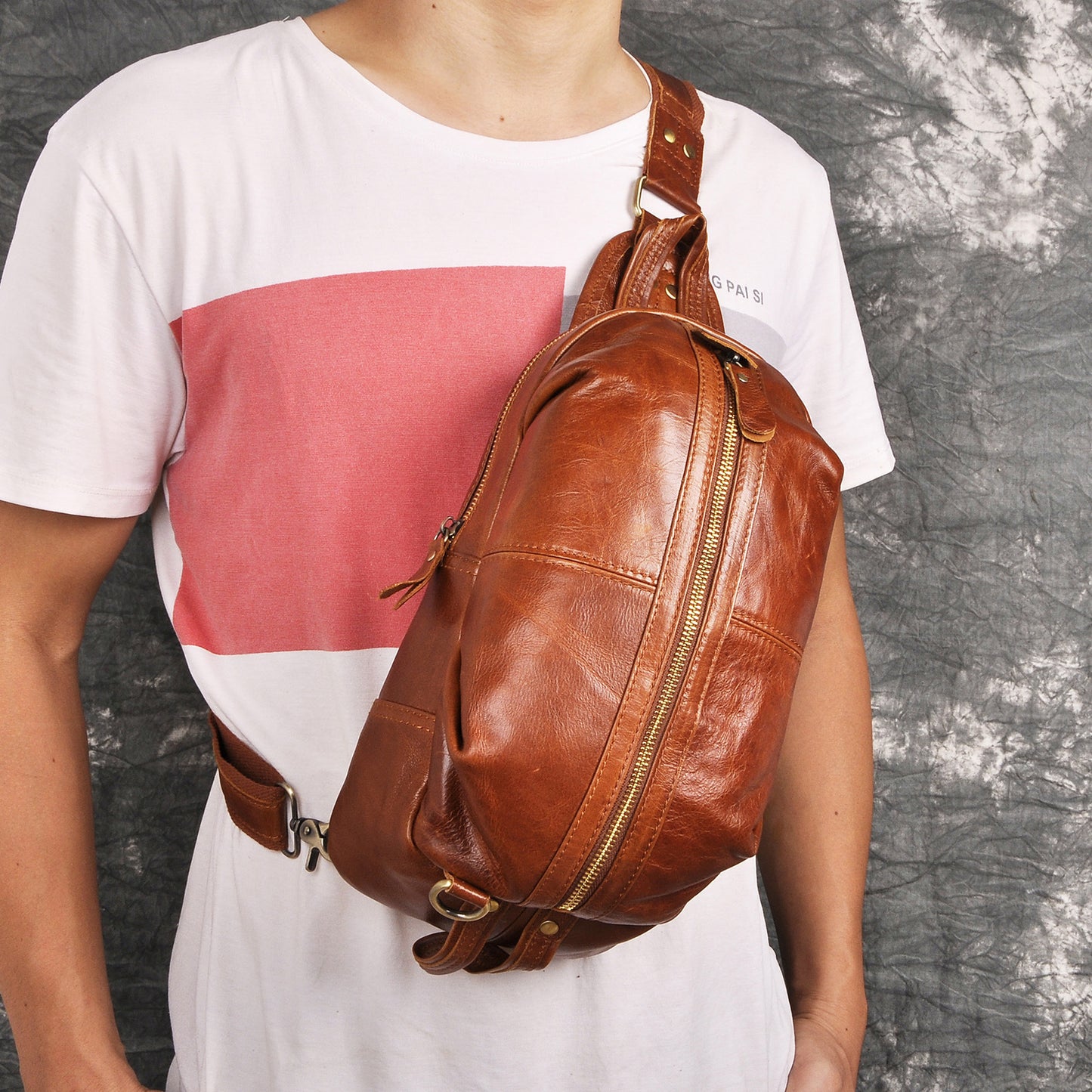 Sac messager vintage en cuir Crazy Horse pour homme