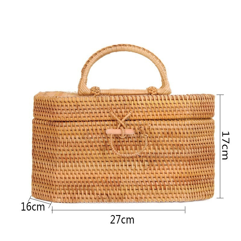 Rattan Woven Snacks Cosmetics And Tea Ceremony Octagonal Storage Box