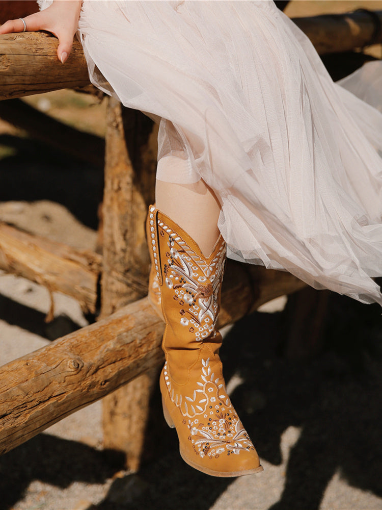 Embroidered Bohemian Knight Boots Girl