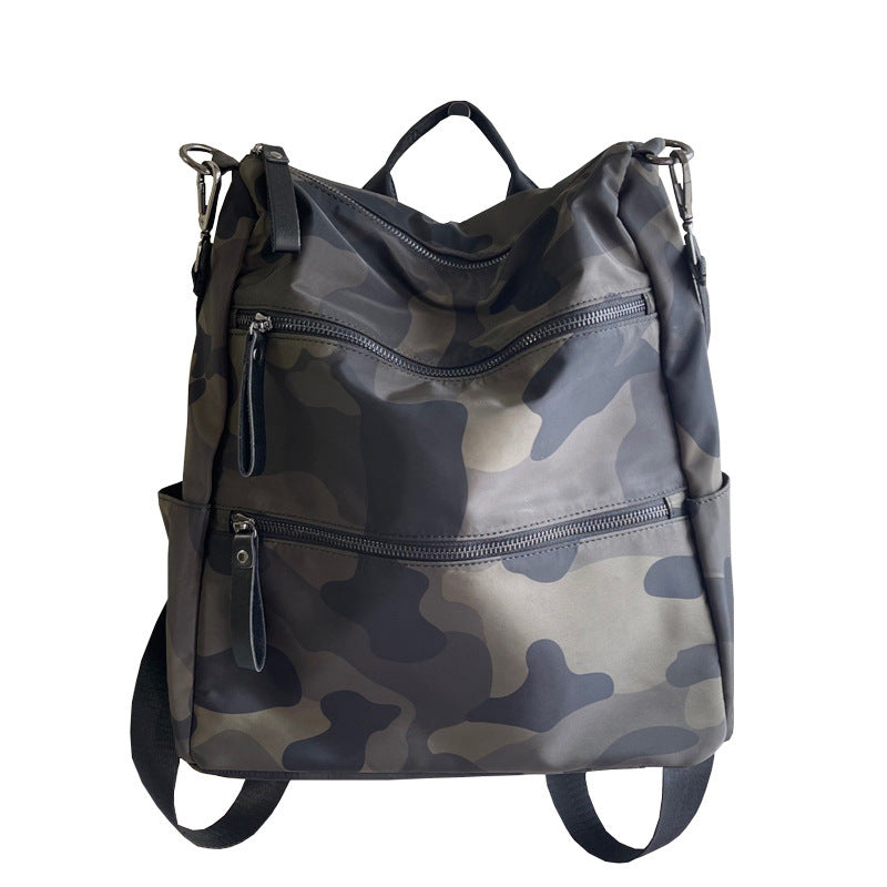 Sac à bandoulière simple en tissu nylon imperméable de grande capacité avec motif camouflage tendance et polyvalent