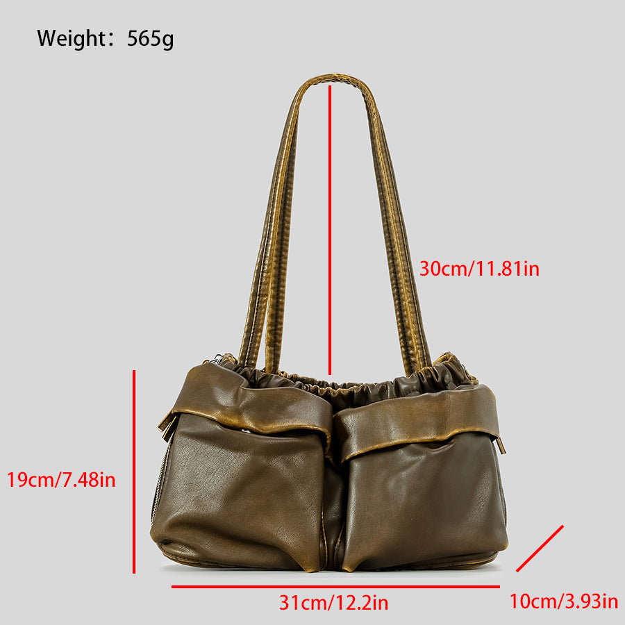 Versatile Large Capacity Soft Leather Multi-pocket Shoulder Bag For Women