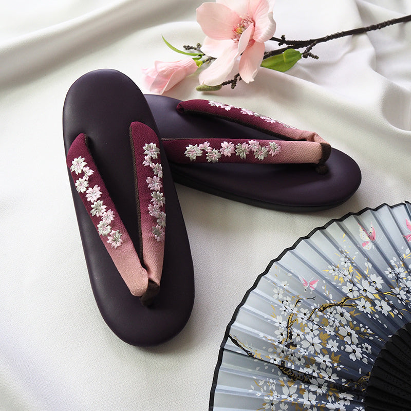 Japanese Formal Kimono Women's Shoes Embroidered Gradient Sandals