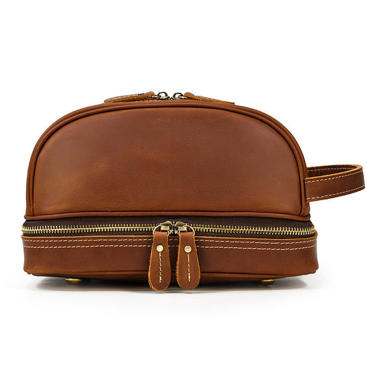 Bolso de mano vintage de cuero para hombre, bolso de viaje de cuero Crazy Horse