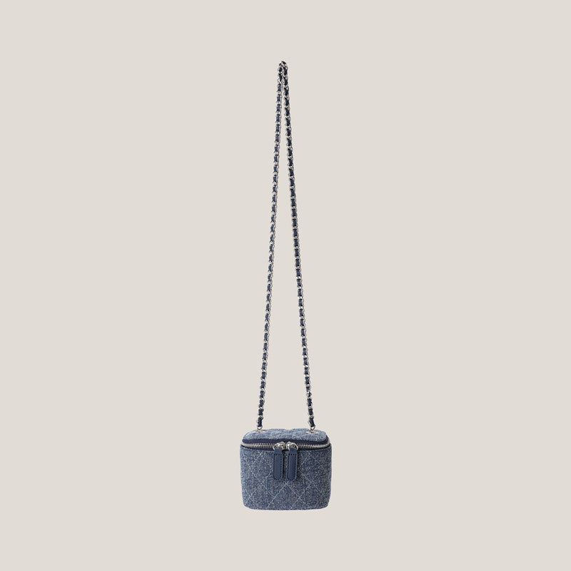 Rhombic Chain Slung Denim Bag Girl