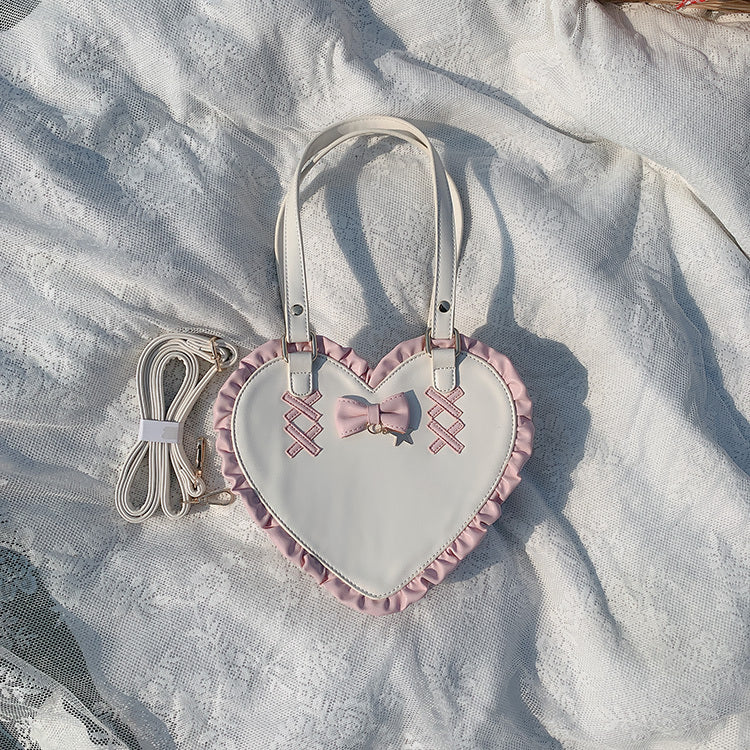 Bolso bandolera de un solo hombro con forma de corazón y nudo en forma de cruz para mujer