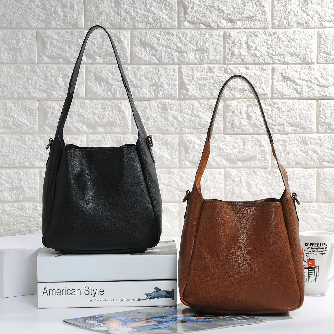 The New Bucket Bag Planted Leather Underarm Vegetable Basket Bag Shoulder Diagonal Handbag