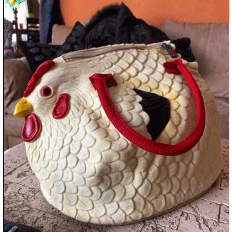 Lindo bolso de mano para dama con forma de gallo