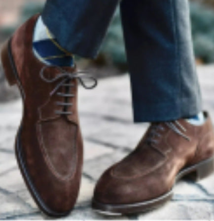 Zapatos de negocios de gamuza con cordones para hombre, estilo británico