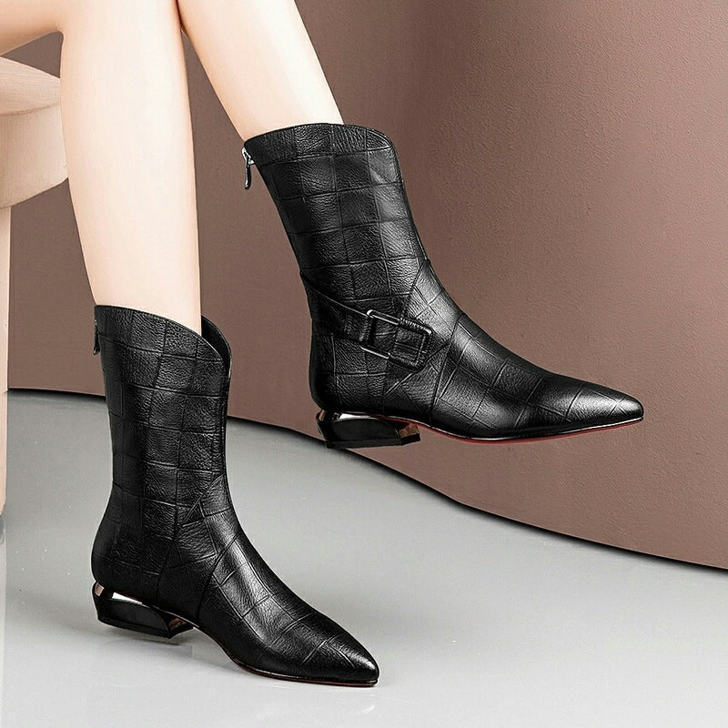 Botas de mujer, zapatos planos de invierno para mujer, tallas grandes