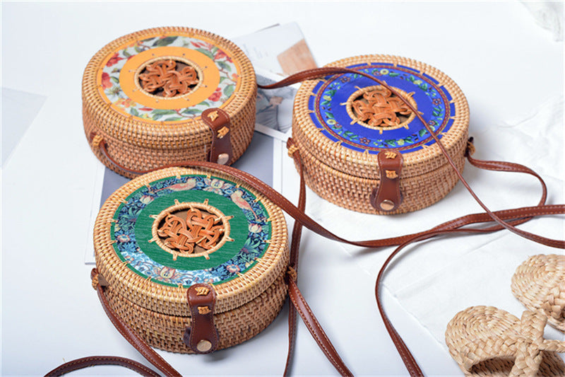 Rattan Handwoven Shoulder Small Round Bag