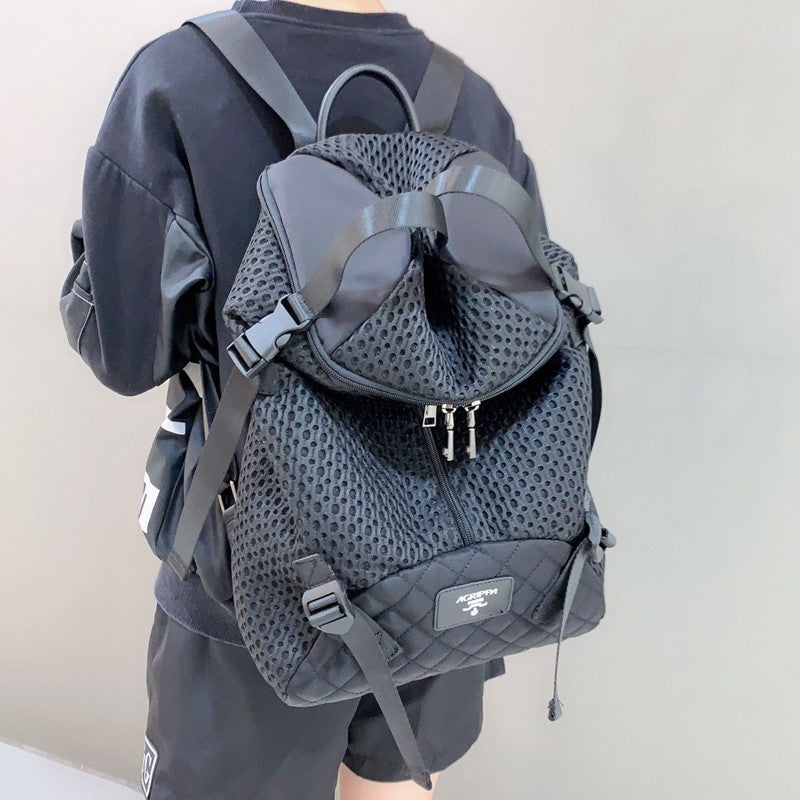 Mesh Double Pull Head Personalized Fashion Backpack