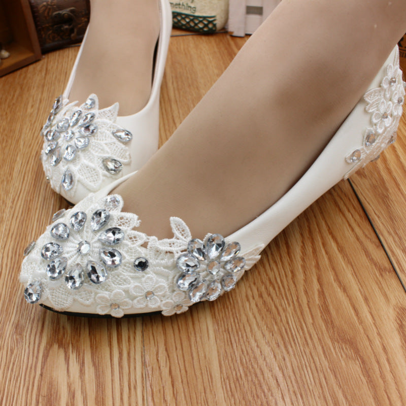 White Oversized Low Heeled Women's Shoes