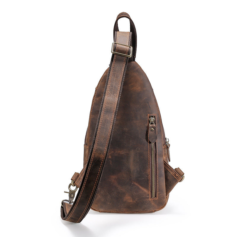 Bolso de pecho Crazy Horseskin para hombre, para actividades al aire libre