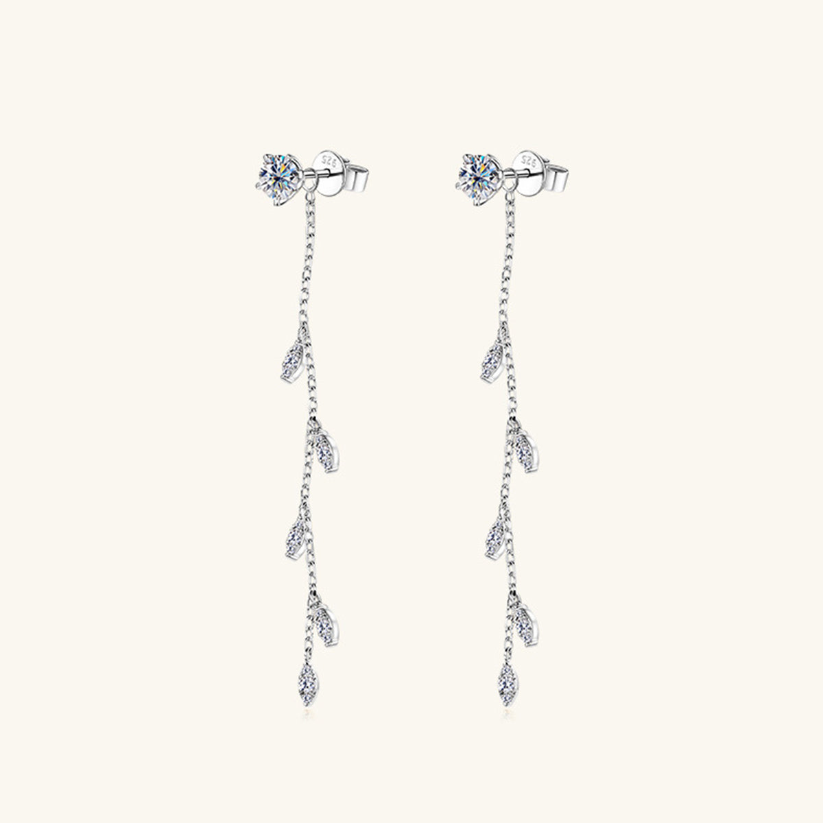 Boucles d'oreilles en argent sterling 925 avec moissanite de 1,38 carat