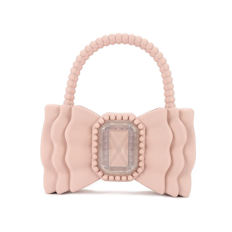 Bolso de mano de gelatina dulce estilo princesa con lazo a juego