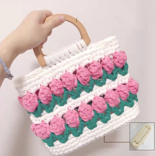 Bolsos de mano con tulipanes para tejer a crochet en tendedero