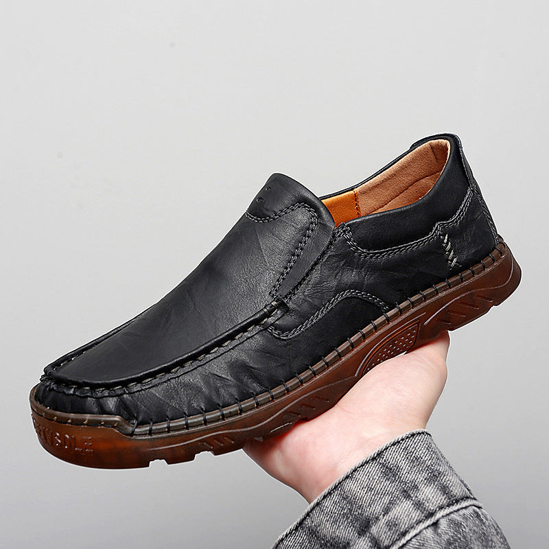 Chaussures décontractées en cuir respirantes et tendance pour hommes de grande taille