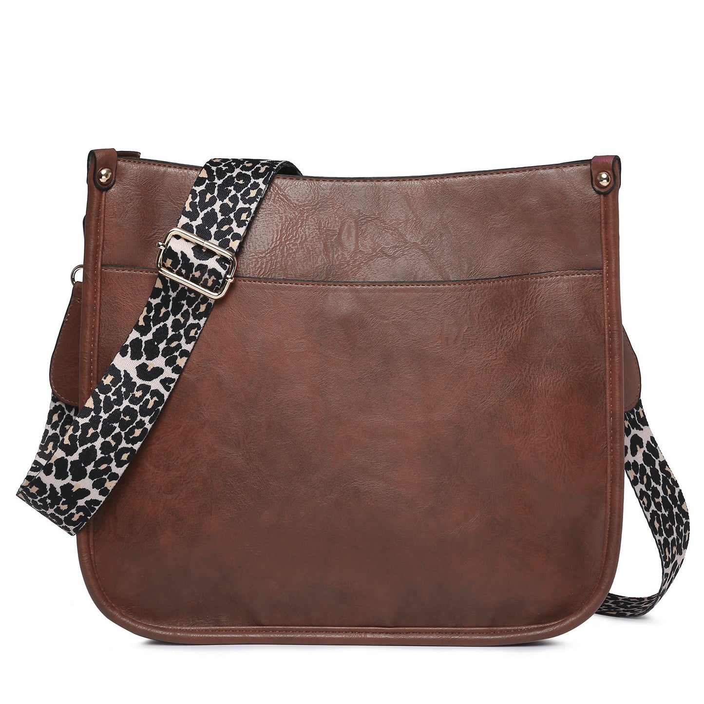 PU Leather Casual Shoulder Messenger Bag Leopard Print Shoulder Strap Tote Bag Large Capacity Minimalist Design