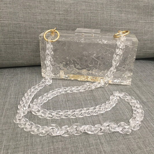 Sac à bandoulière diagonale en acrylique transparent pour femme