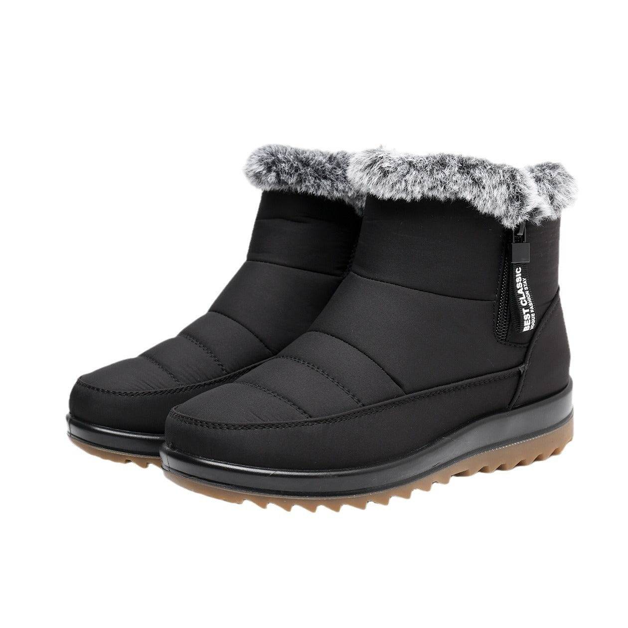 Bottes en coton thermique épais avec doublure polaire imperméable et antidérapante à fond plein de tendon