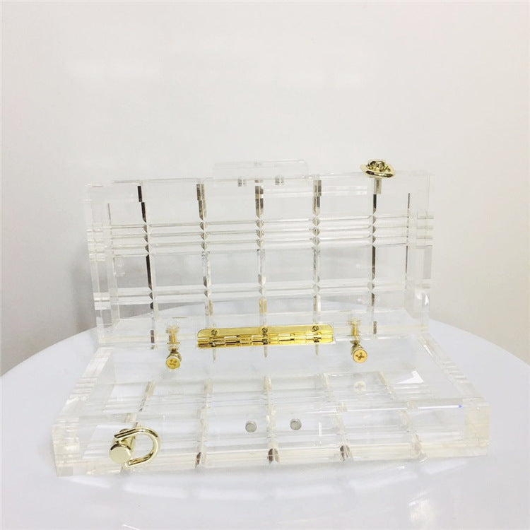 Rectangle Check Transparent Acrylic Dress Bag