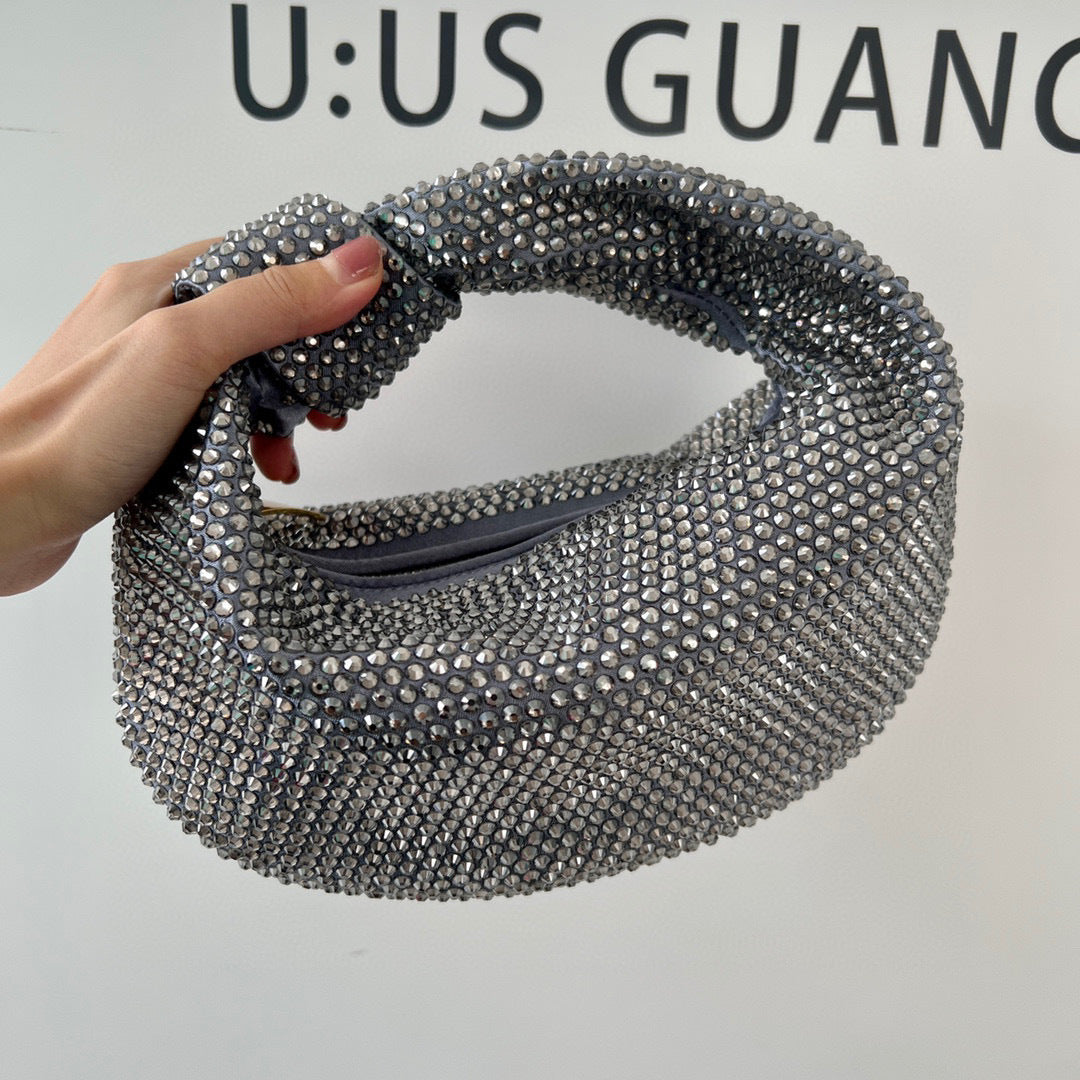 Bolso de mano de gran capacidad con nudo de diamantes y cristales