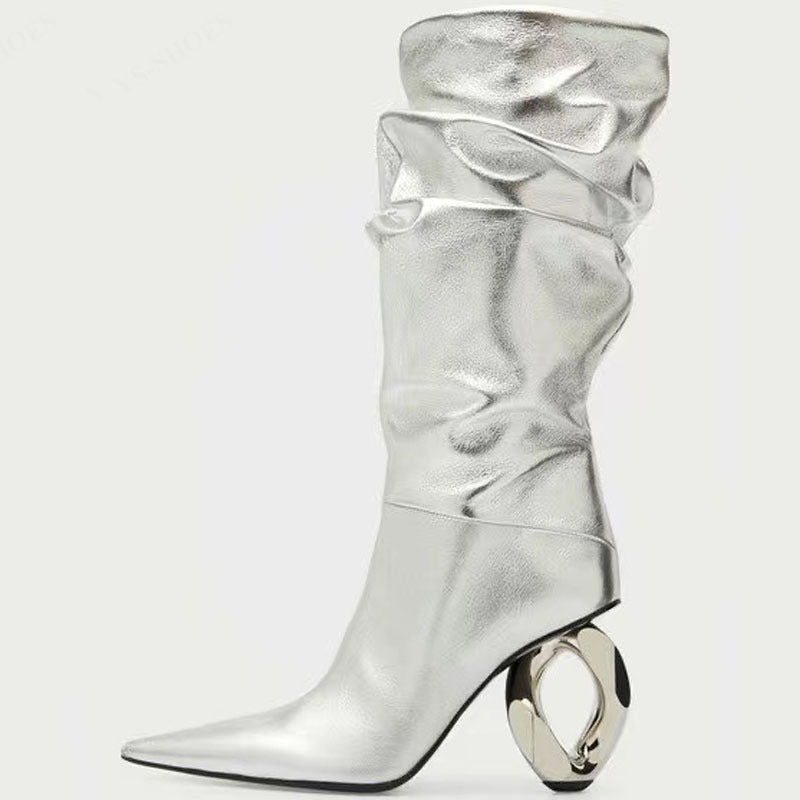 Heel Shaped Sexy Mid Length Boots