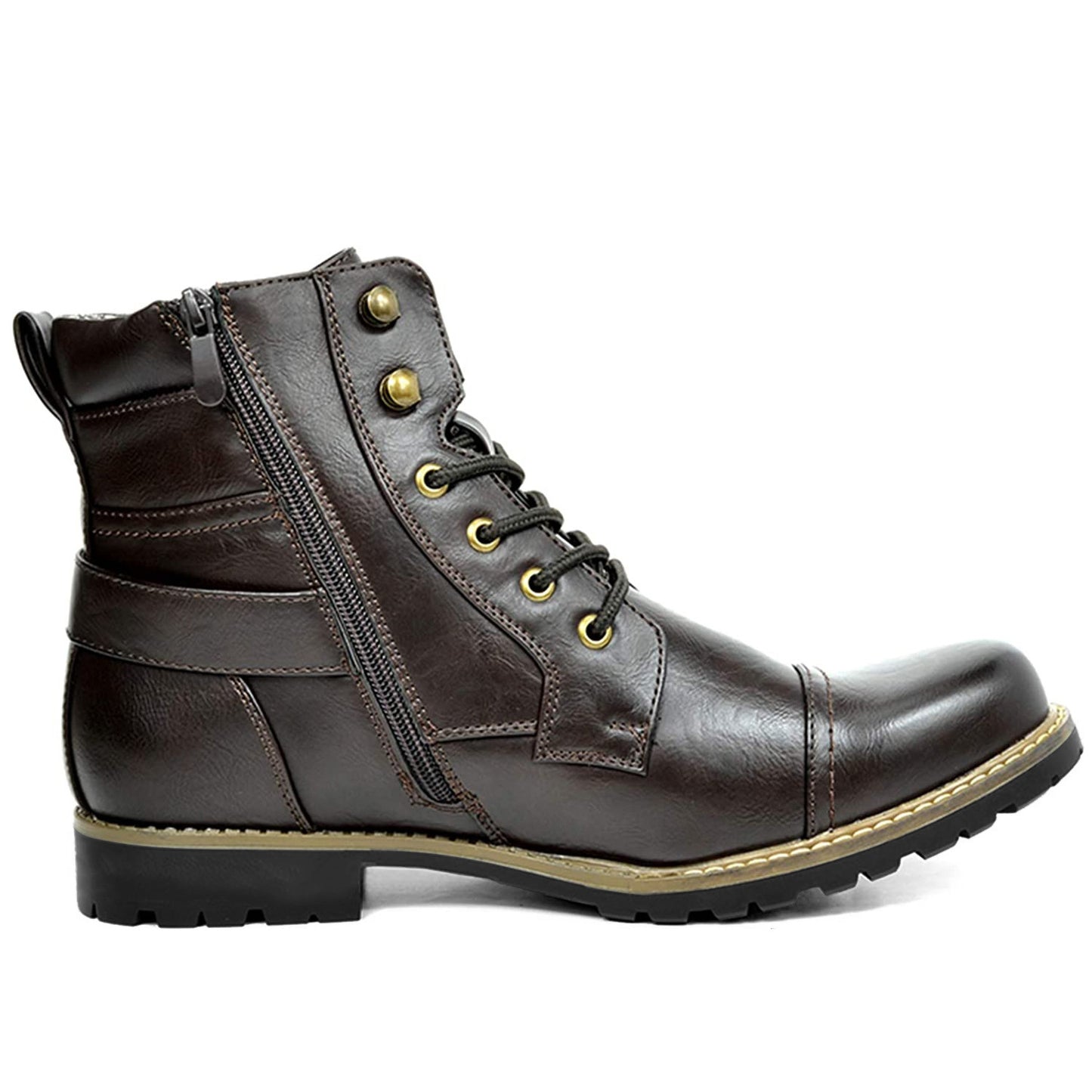 Bottes en cuir pour machine lourde à double fermeture éclair pour hommes