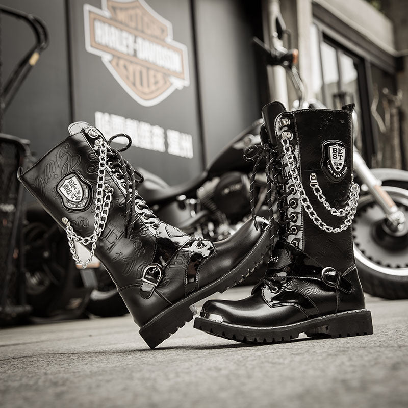 Botas Martin de caña alta con cordones para hombre, botas de tubo de invierno