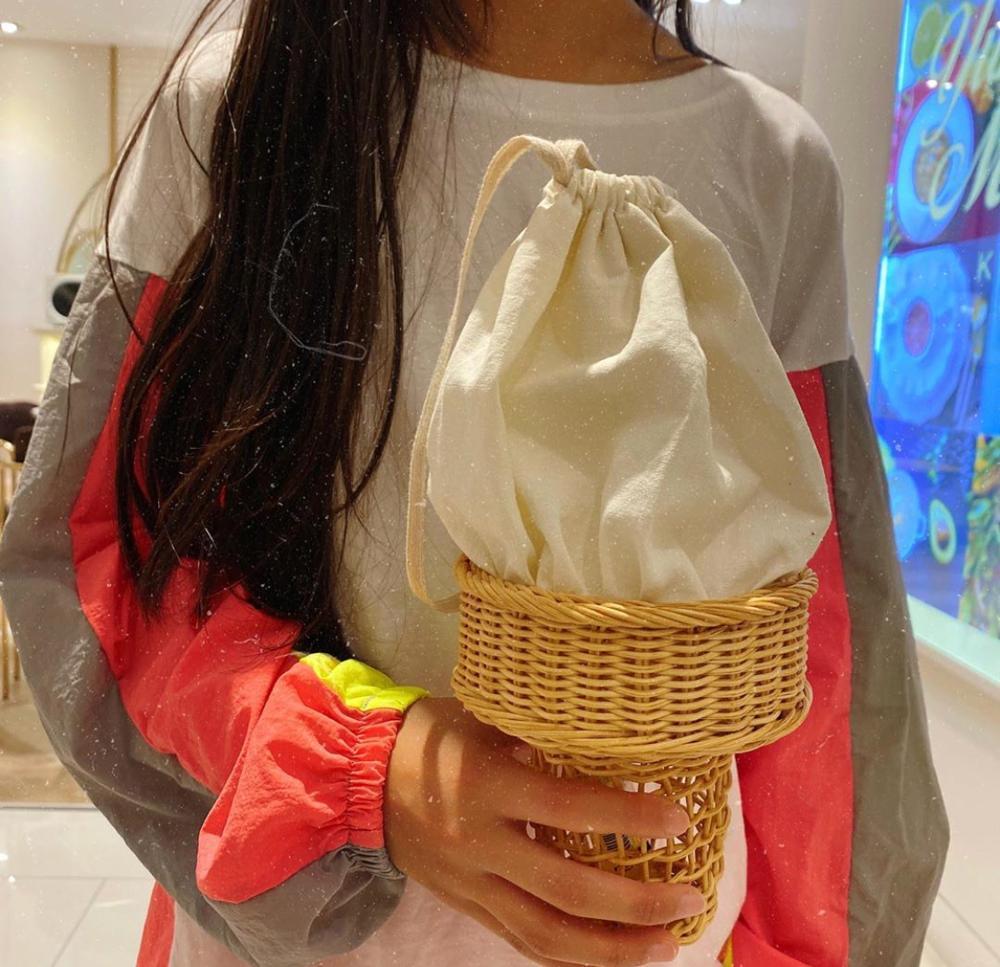 Shooting Props Ice Cream Shape Rattan Woven Bag