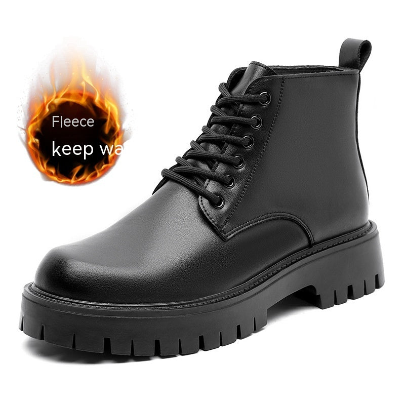 Thick Bottom 6 Holes British Style Warm High-top Leather Boots