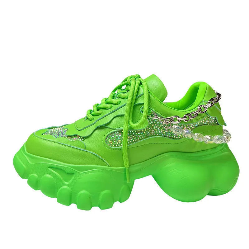 Women's All Match Chain Rhinestone Dad Shoes