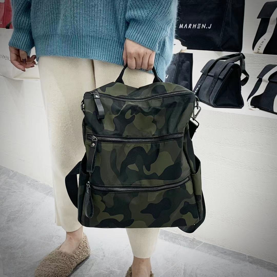 Sac à bandoulière simple en tissu nylon imperméable de grande capacité avec motif camouflage tendance et polyvalent