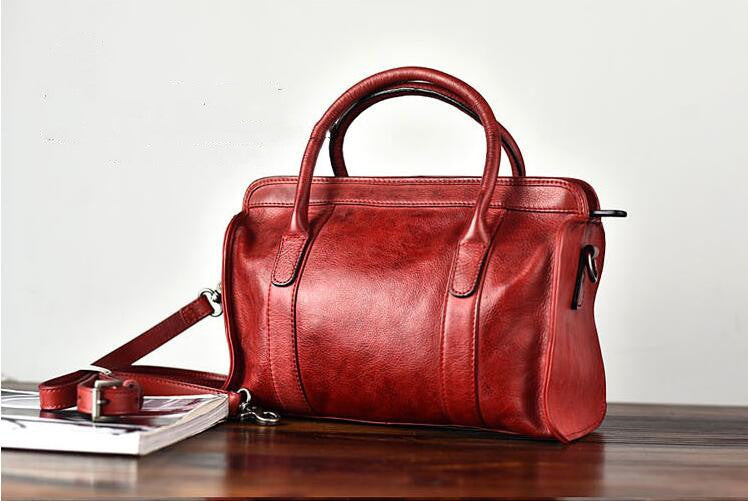 Original Handmade Vegetable Tanned Car Stitching Large-capacity Leather Handbag