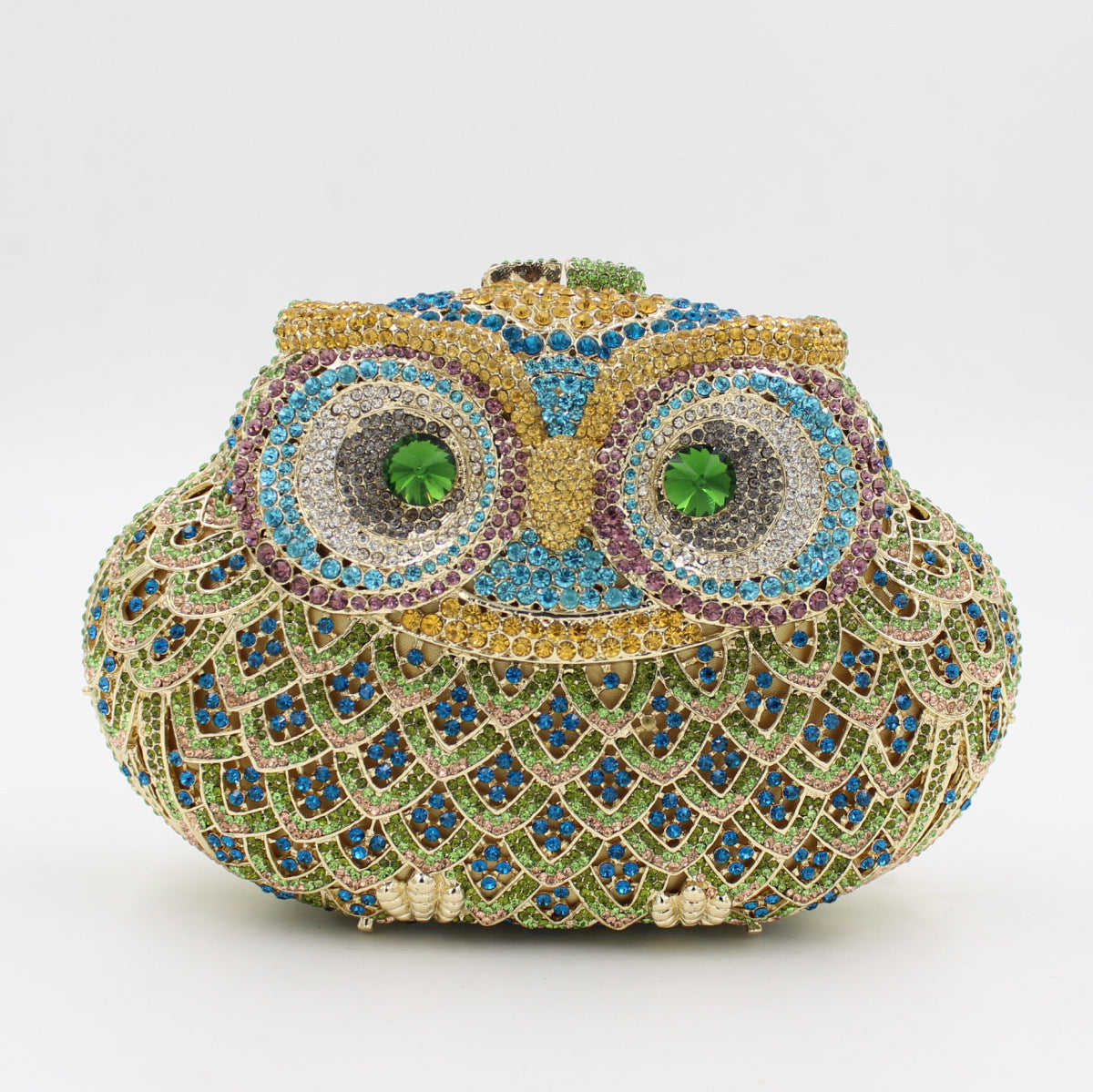 Pochette de dîner pour femme en forme de hibou européen et américain avec diamants colorés