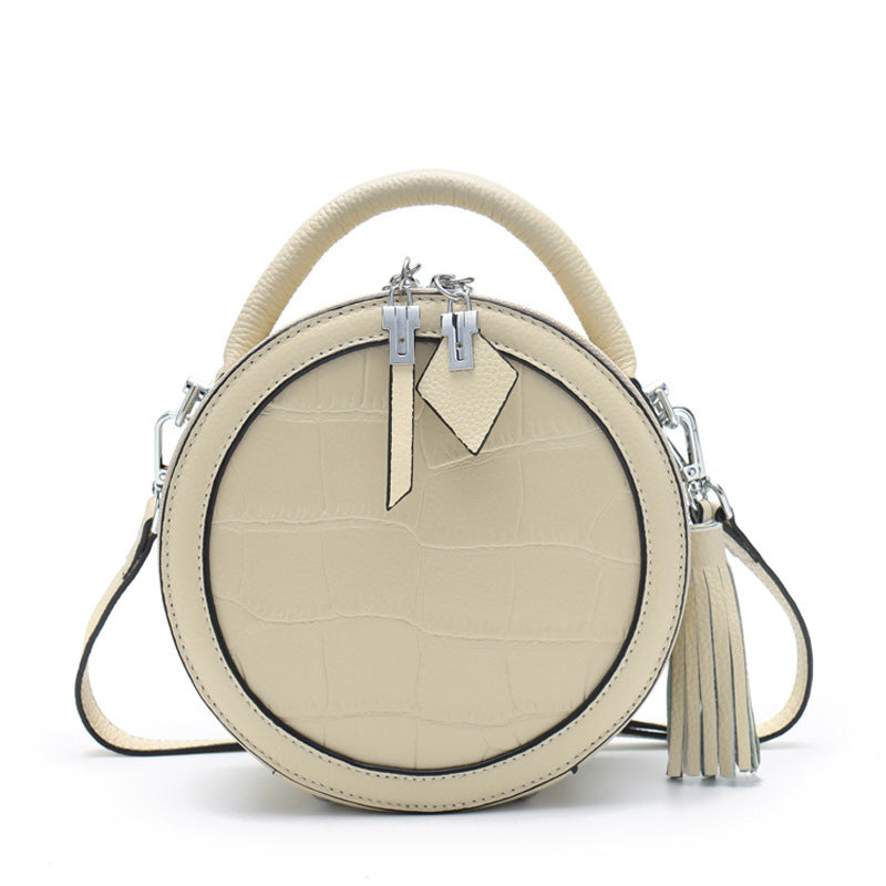 Nouveau petit sac rond en cuir pour femme