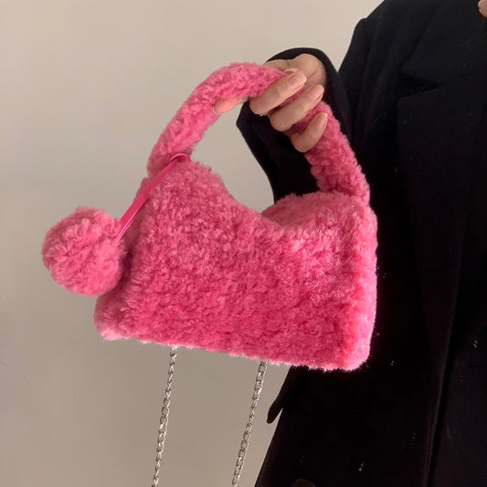 Hand Messenger Women's Fluffy Chain Pouch