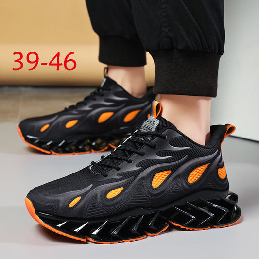 Zapatillas de deporte transpirables y de tejido volador con diseño de cuchillas novedosas para hombre