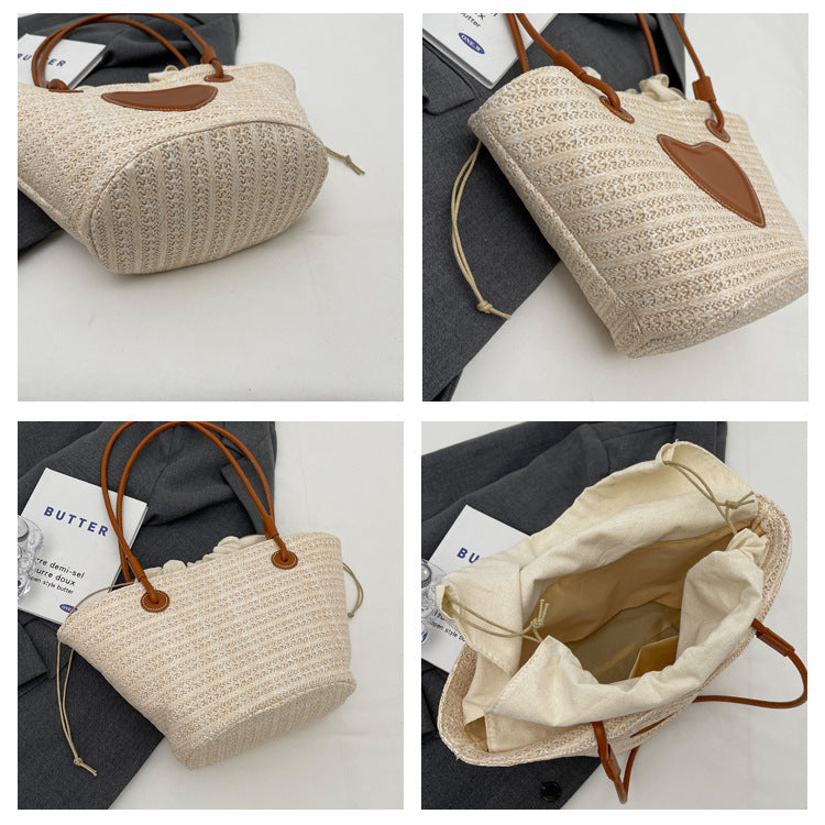 Sac fourre-tout en paille simple pour femme