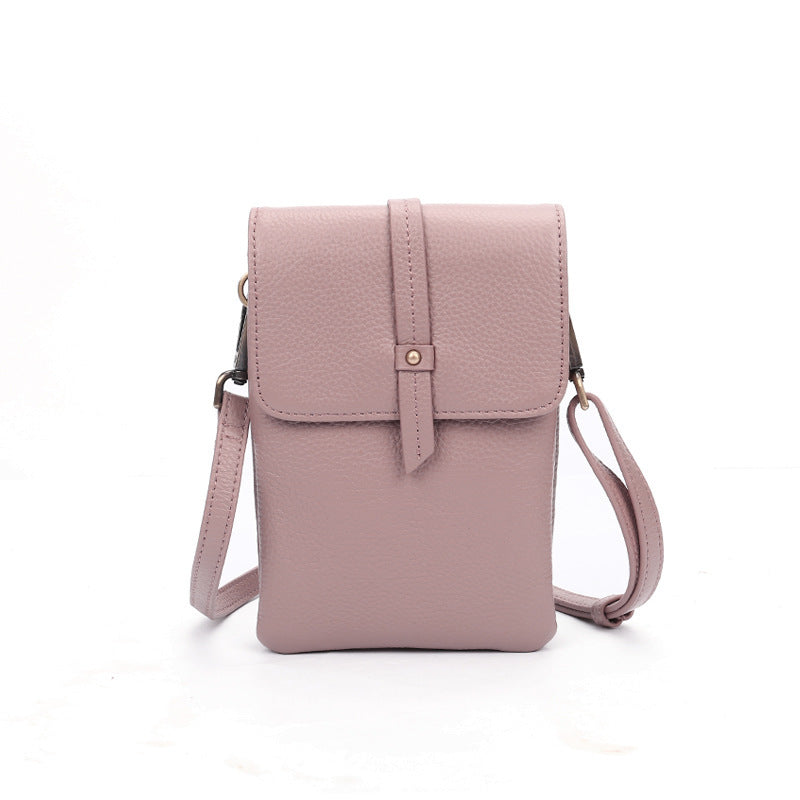 Mobile Phone Head Layer Cowhide Diagonal Small Bag