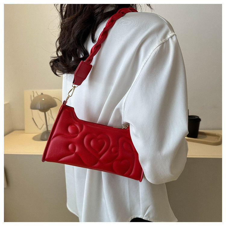 Bolso pequeño cuadrado de color sólido con pliegues debajo del brazo para mujer, portátil y moderno