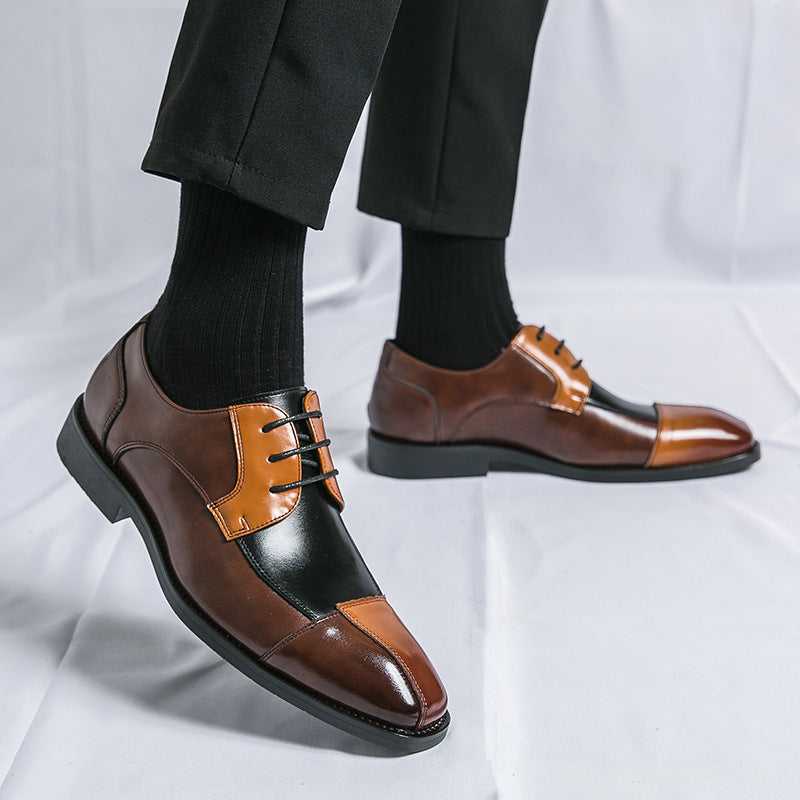 Zapatos formales de negocios, informales, de punta cuadrada, de cuero, de talla grande