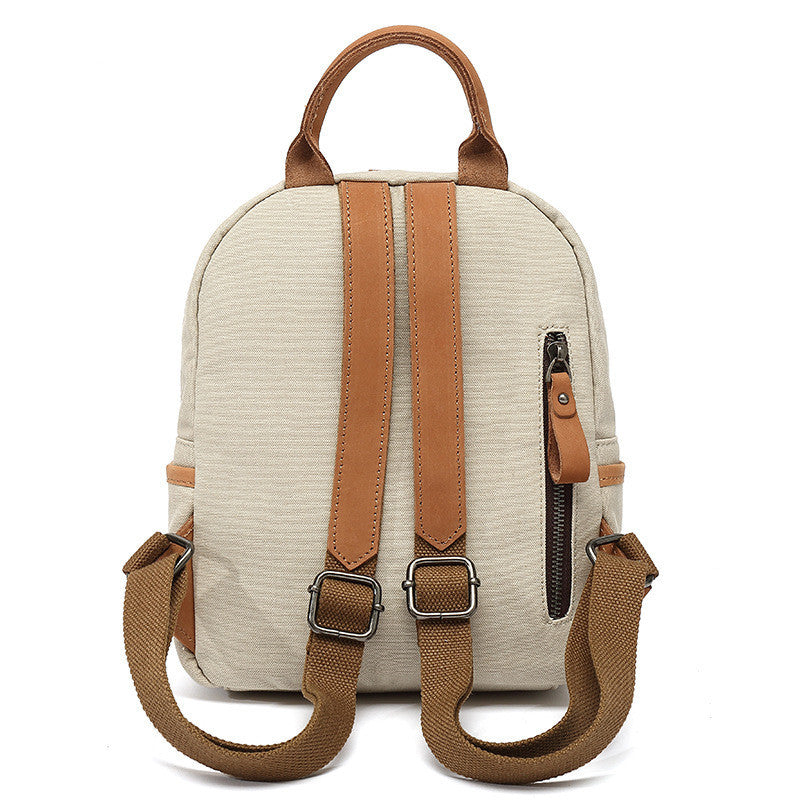 Women's Solid Color Waterproof Casual Canvas Backpack