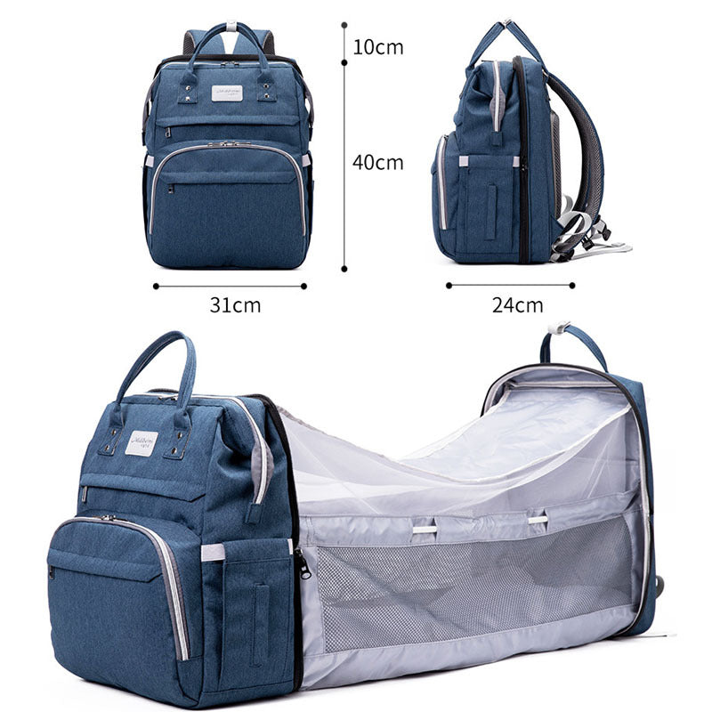 Sac à dos à langer de maternité multifonctionnel amélioré avec moustiquaire amovible grande capacité pliable pour nourrissons berceau de bébé sac à langer imperméable pour mère pour voyage