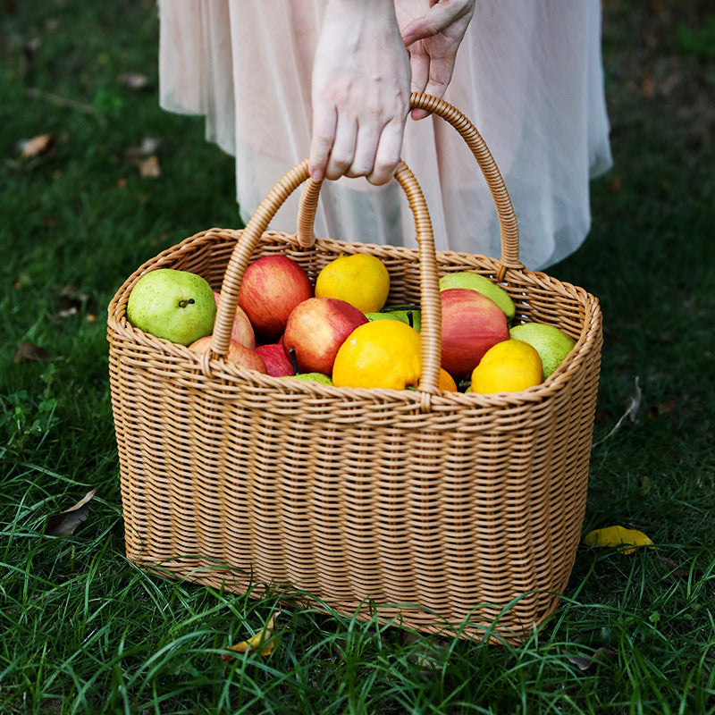 Panier à provisions Panier tissé en plastique Éventail littéraire