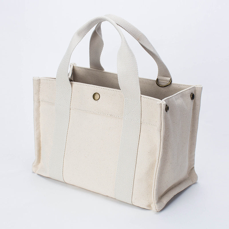 White Simple Casual Canvas Bag Ladies Horizontal Section